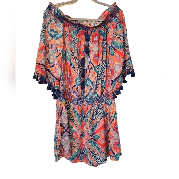 Lilly Pulitzer "Joelle" Off The Shoulder Tunic Dress, Printed Smocked | L - Picture 3 of 9